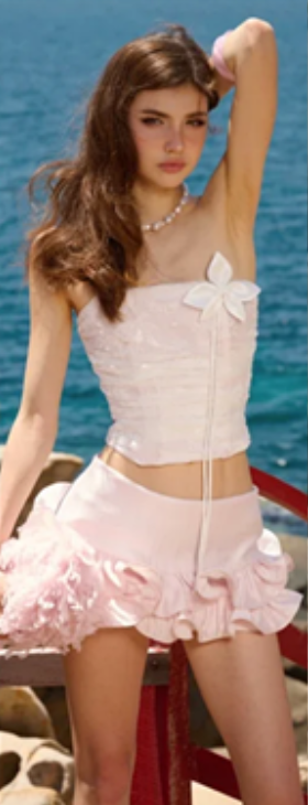 Pink tube top hip sexy short skirt suit homecoming dress R4523