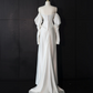 White satin off-the-shoulder fitted long ball gown/bridal dress R8959