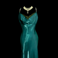 Dark green halter-neck fitted long ball gown R6663