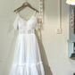 White strapless one-shoulder waist slim long skirt homecoming dress R4361