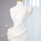 White halter-neck, fitted waist, sexy long ball gown/bridal dress R9019
