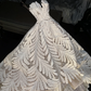 White floral halter-neck fitted long ball gown/bridal dress R8779