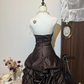 Dark brown tube top slim waist flower bud skirt short skirt homecoming dress R4239