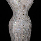 White suspender sequined diamond waist slim hip long skirt, prom dress R5632