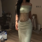 Light green off-the-shoulder fitted waist sexy lace long bodycon ball gown R8092