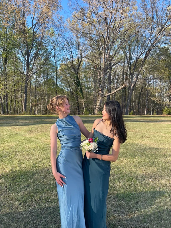 Navy blue suspender waist slim sexy long skirt prom dress R6104