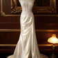 White strapless lace-trimmed long ball gown with a classic and elegant design R6743