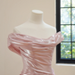 Light pink off-shoulder fitted long ball gown/bridal dress R8534