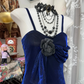 Retro blue halter-neck fitted bodycon dress, ball gown R6365
