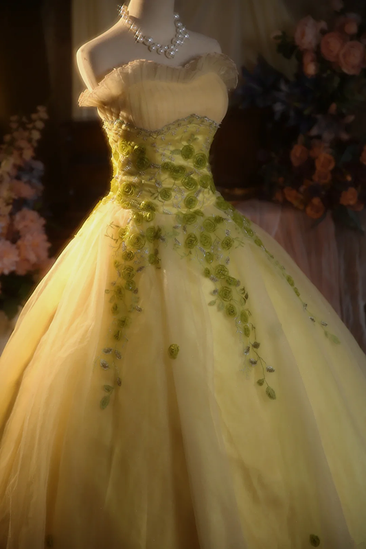 Light green strapless fitted waist ball gown/bridal dress R7275