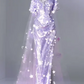 Light Purple Off-the-Shoulder Waist-Cinched Slim-Fit Long Ball Gown R7142