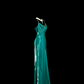 Dark green halter-neck fitted long ball gown R6663