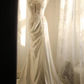 White strapless lace-trimmed long ball gown with a classic and elegant design R6743