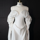 White satin off-the-shoulder fitted long ball gown/bridal dress R8959