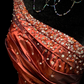 Red one-shoulder fitted waist ball gown with a full skirt R8690