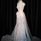 White strapless, fitted waist, bodycon skirt, long ball gown, bridal dress R8929