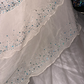 White strapless high-waisted beaded long ball gown, ethereal and charming R6942