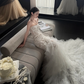 White Strapless Lace Waist Slim Fishtail Skirt Long Bridal Dress R6044
