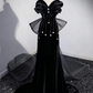 Black halter-neck off-the-shoulder fitted long ball gown R6421