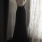 Black halter-neck fitted elegant long ball gown R6703