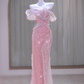 Pink tube top sequined waist slim hip design ball gown bridal gown R5865