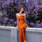 Charming purple sequin sexy waist tube top maxi prom dress, homecoming dress R3104