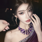 A sexy and alluring one-shoulder backless purple prom dress R7062