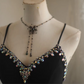 Black halter-neck fitted elegant long ball gown R6703