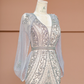 Light apricot V-neck fitted waist slim hip-hugging sexy long ball gown R8408