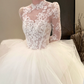 White lace top slim fit puffy skirt tulle long dress bridal gown R6064