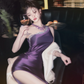 A sexy and alluring one-shoulder backless purple prom dress R7062