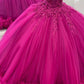 Rose red one-shoulder waisted puffy skirt princess dress, prom dress R5393
