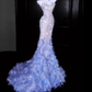 Blue Spaghetti-Strap Rhinestone-Embellished Fairy-Style Fitted-Waist Slim-Fit Hip-Hugging Long Prom Dress R6503