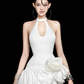 White halter neck hollow waist slim short irregular skirt dress homecoming dress R4890