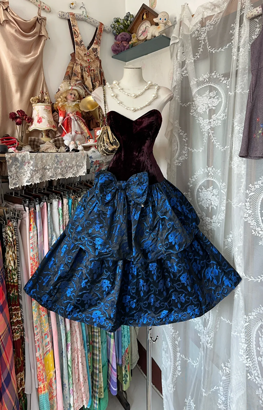 Retro tube top waist slim A-line short skirt ball gown R6184