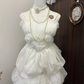 White suspenders waist puffy cloud skirt cute beautiful short skirt homecoming dress R4321