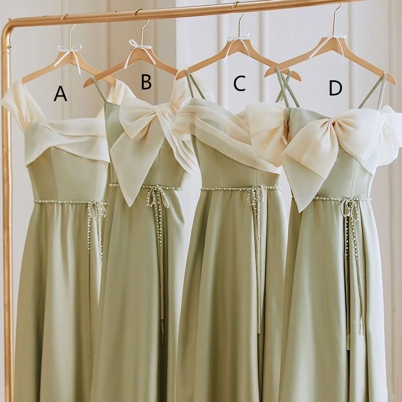 Light green slim waist slimming elegant ball gown, bridesmaid dress R5984