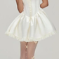 White suspender satin waist slim fit large swing skirt cute temperament short skirt homecoming dress R4683