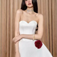 White tube top waist temperament irregular charming skirt short skirt homecoming dress R4809