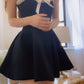 Black tube neckline lace trim A-line slim homecoming dress R2453