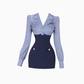 College style striped long-sleeved short shirt 2025 pure desire high waist hip skirt suit R1172