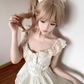 Gentle and sweet style lace suspender dress waist birthday dress puffy short skirt R0847