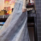 Blue lace tube top dress 2025 new beautiful waist a-line long skirt R0675
