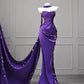 Purple tube top waist slim fishtail sexy long skirt, prom dress R5307