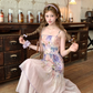 Long purple waist-length neckline suspender dress summer French retro temperament slim skirt R4780