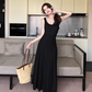 Temperament I-shaped vest dress design niche waist-revealing long skirt R0663