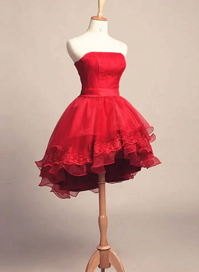 Tulle Puffy Corset Homecoming Dress , Vibrant Red Short Prom Dress Party Dress RS2114
