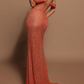 Slim Sleeveless High-slit Bodycon Prom Gown ,Sparkly Orange Maxi Evening Dress Ball Gown RS2097
