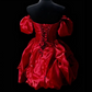 Pleated Puffy Corset Homecoming Dress , Vibrant Red Short Prom Dress Party Dress RS2129