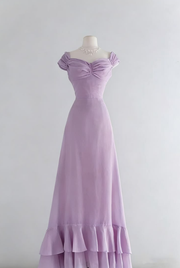 Flowy Sleeveless Pleated Corset Prom Gown ,Resort Lavender Maxi Summer Dress RS2100